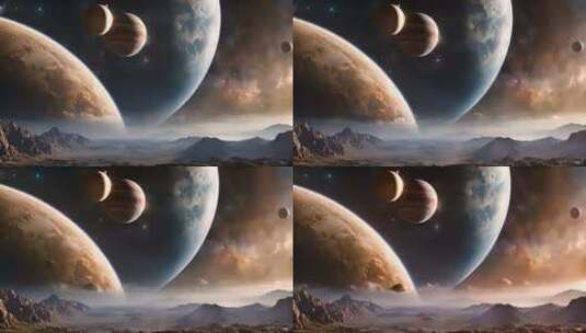 动画背景地球和其他太空行星V1高清在线视频素材下载
