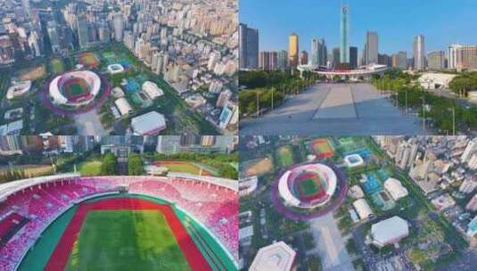 广州天河体育中心航拍体育馆天河区城市风景高清在线视频素材下载