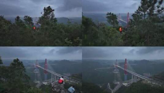 龙里河大桥山顶自拍高清在线视频素材下载