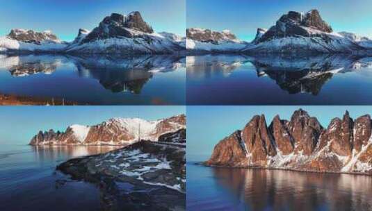 4K航拍挪威塞尼亚岛雪景最美风光高清在线视频素材下载
