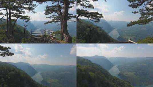 从Banjska岩石飞到Drina河峡谷高清在线视频素材下载