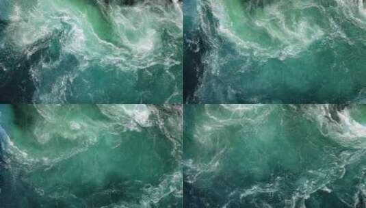 波涛汹涌的绿色海浪航拍高清在线视频素材下载