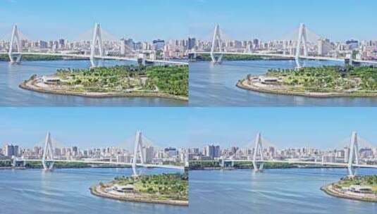 海南省海口市龙华区地标建筑世纪大桥高清在线视频素材下载