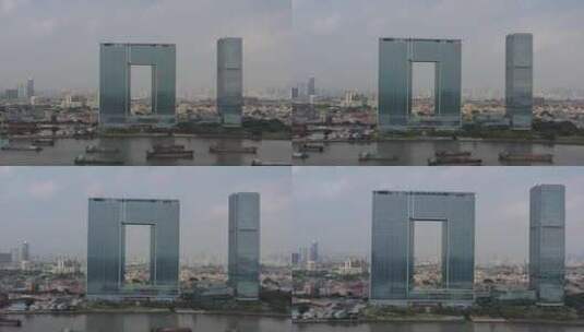 航拍广州之窗大楼素材高清在线视频素材下载