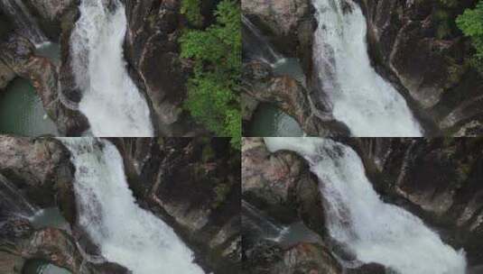 航拍急流瀑布 环绕镜头高清在线视频素材下载