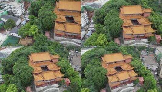 航拍衡阳回雁峰景区雁峰烟雨雁峰寺高清在线视频素材下载