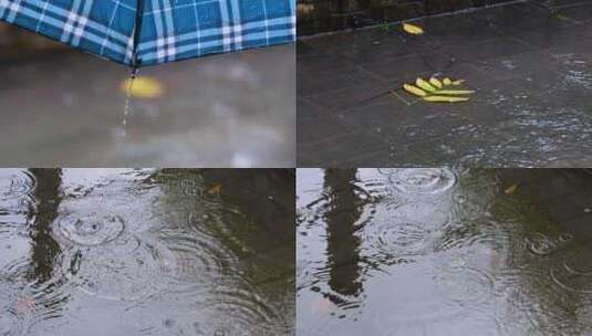 城市马路道路下雨天雨水雨滴大自然风景风光高清在线视频素材下载