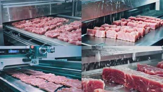 肉类加工流水线上的肉块高清在线视频素材下载