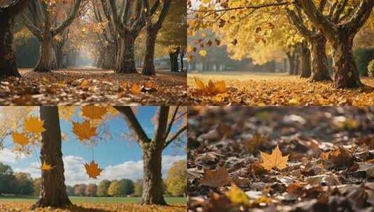 深秋梧桐落叶高清在线视频素材下载