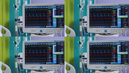 医院医疗设备心电监护画面高清在线视频素材下载
