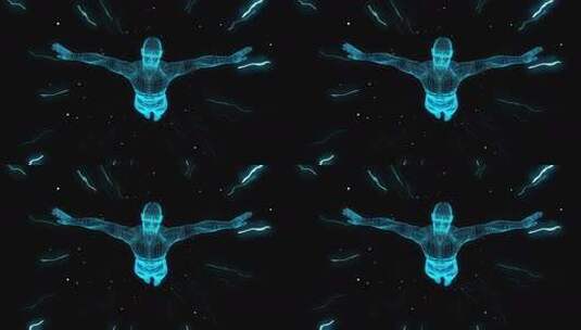 科技感网格人体光影特效高清在线视频素材下载