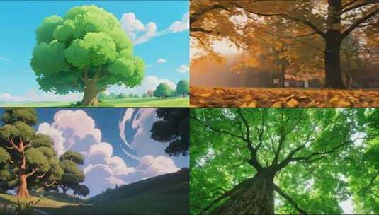 阳光下的参天古树合集高清在线视频素材下载