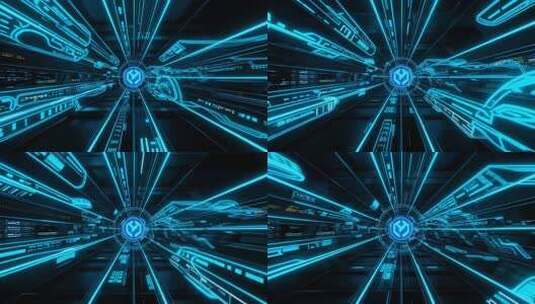 科技感蓝色光线隧道穿梭画面高清在线视频素材下载