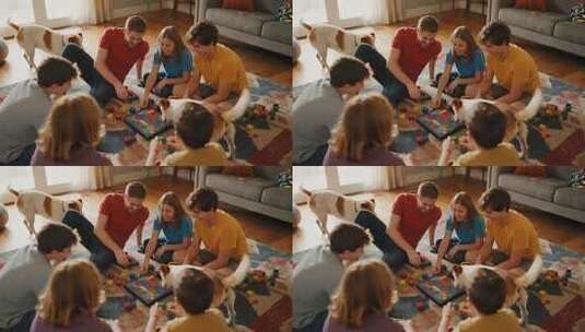 暑假亲子家庭玩桌游益智教育视频高清在线视频素材下载