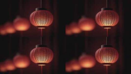 节日庆典氛围感灯笼点亮美好夜晚高清在线视频素材下载