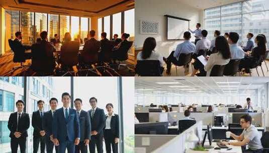 商业写字楼白领商务办公握手公司合作洽谈高清在线视频素材下载