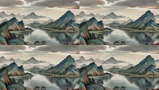 山水风景中式风格画面高清在线视频素材下载