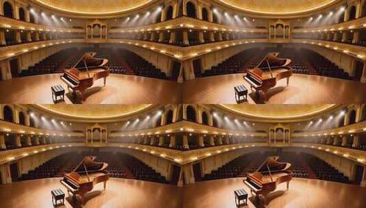 金色音乐厅钢琴演奏背景4K高清在线视频素材下载