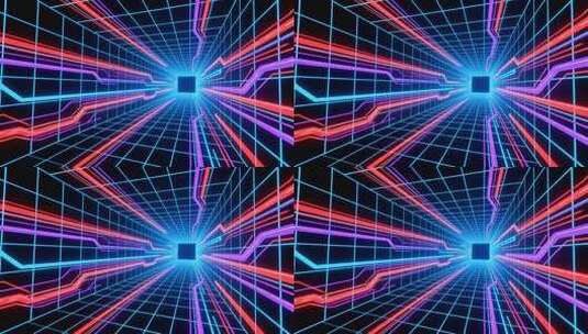 科技线条穿梭网格4K高清在线视频素材下载