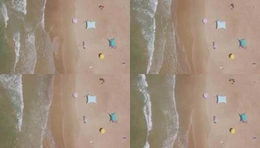 海滩上五颜六色的雨伞高清在线视频素材下载