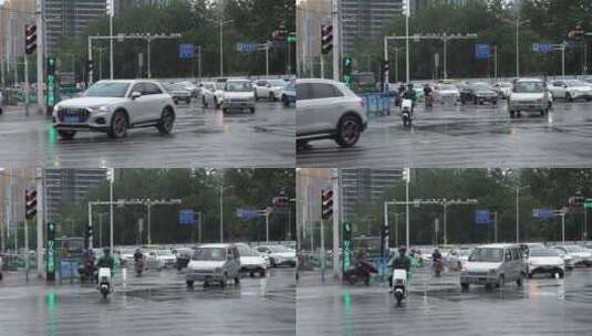 雨天 下雨 城市风光 写意 台风 雨中景色高清在线视频素材下载