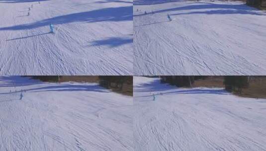 航拍雪地滑雪高清在线视频素材下载