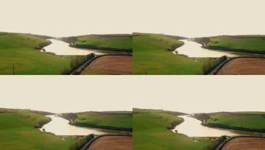美丽的湖泊和草原的景色高清在线视频素材下载