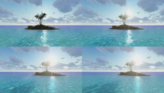 湛蓝的海水小海岛屿高清在线视频素材下载