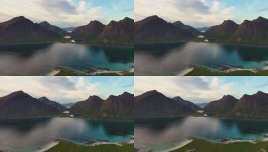 湖泊和山川的美景高清在线视频素材下载