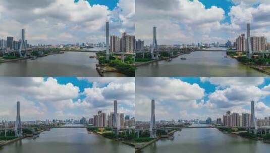 广州鹤洞大桥蓝天白云延时高清在线视频素材下载