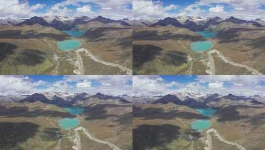 航拍四川甘孜藏族自治州318川藏线姊妹湖高清在线视频素材下载