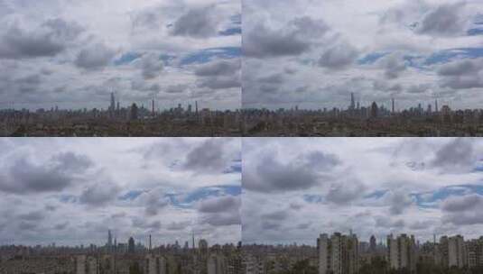 多云天空下上海大全景高清在线视频素材下载