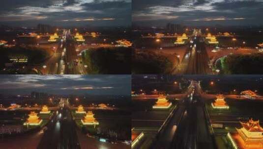 眉山城市航拍高速路夜景高清在线视频素材下载