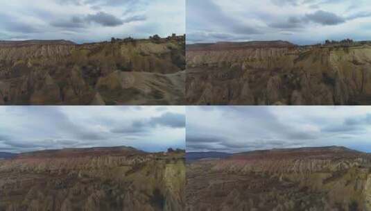 卡帕多西亚的鸟瞰图。无人机拍摄4K。土耳其格雷梅著名的山谷。高清在线视频素材下载