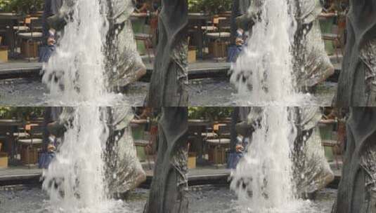 阳光下的喷泉· 上海新天地高清在线视频素材下载