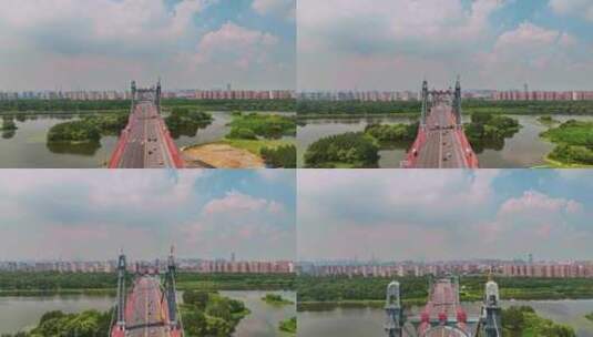 中国辽宁沈阳浑河东塔桥城市风景航拍高清在线视频素材下载