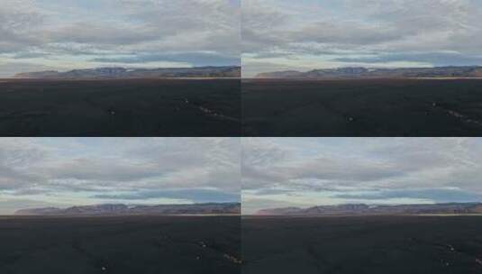 无人机飞越黑沙景观高清在线视频素材下载