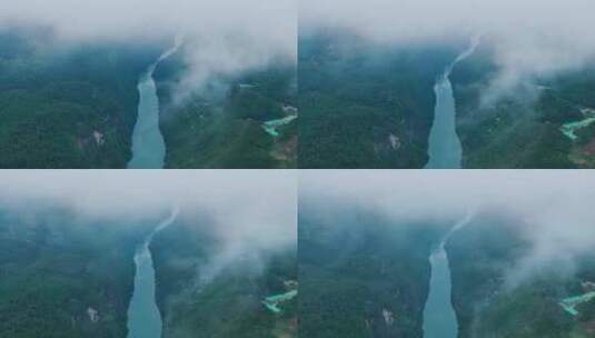 航拍山川河流高空云雾高清在线视频素材下载