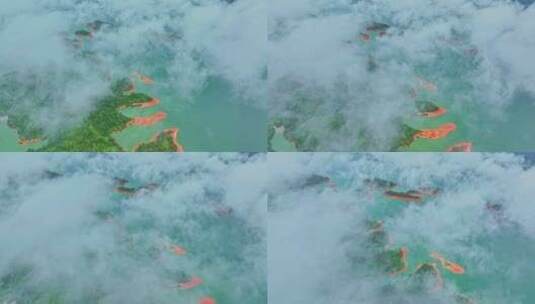 惠州风光云雾仙境白盆珠水库高清在线视频素材下载