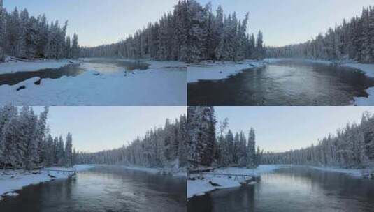 冬天新疆阿勒泰禾木喀纳斯雪景高清在线视频素材下载