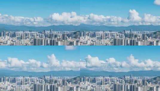 高视角航拍鸟瞰海南三亚城市风景蓝天建筑高清在线视频素材下载