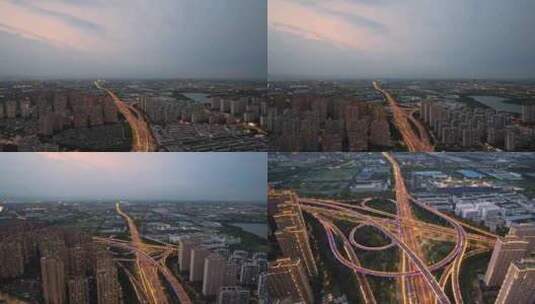 江苏常州龙城大道高架桥航拍高清在线视频素材下载