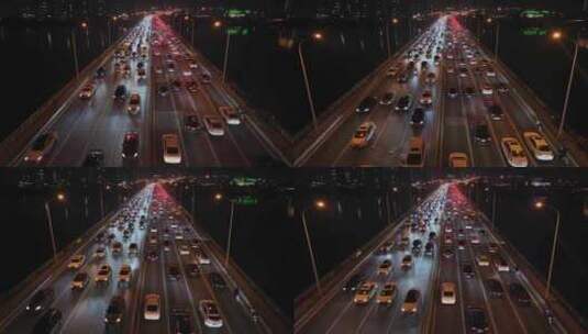湖南长沙湘府路大桥交通车流实拍航拍视频高清在线视频素材下载