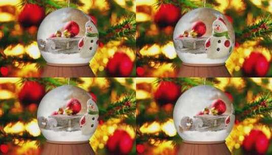 圣诞节雪人水晶球高清在线视频素材下载