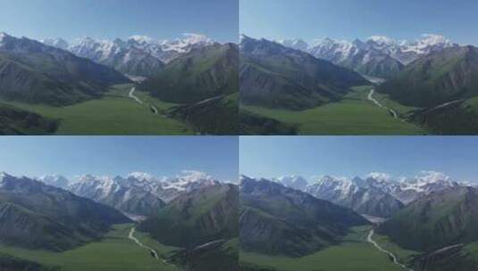 航拍夏季新疆伊犁夏塔景区风景高清在线视频素材下载
