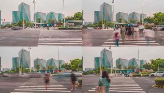上海 浦东 前滩 车流 城市 太古里高清在线视频素材下载
