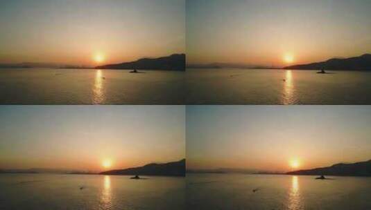 海边傍晚黄昏日落航拍高清在线视频素材下载