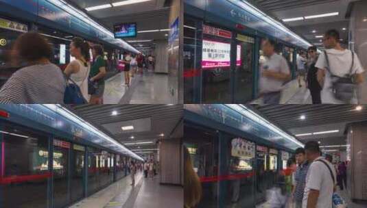 地铁 延时 人流高清在线视频素材下载