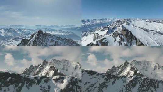 极致震撼的雪山 带人高清在线视频素材下载
