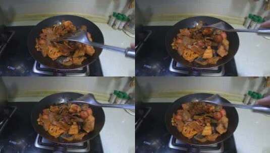 美食烹饪 使用平底锅热高清在线视频素材下载